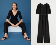 MANGO kombinezon NOWY czarny pasek elegancki S/36