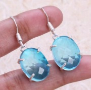 kolczyki z kamieniem NIEBIESKI TOPAZ próba 925 UNIKATOWE