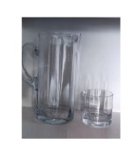 kryształowy szklany dzban dzbanek z uchem szklanki grube szkło