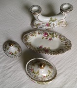 Zestaw porcelany Chodzież - świecznik półmisek cukiernica pokrywka