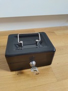 METALOWA KASETKA NA PIENIĄDZE BANKNOTY BILON + KLUCZ