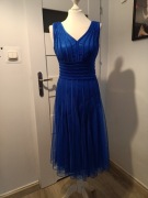 Chabrowa sukienka taliowana midi kobaltowa 36 38 S/M na wesele z tiulem 