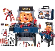 ZESTAW WARSZTATU MAJSTERKOWICZA DLA DZIECI – STOLIK + WALIZKA + NARZĘDZIA