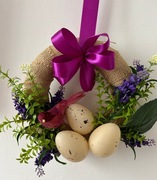 Wianek juta na drzwi wiosenny kwiatowy wielkanoc