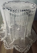 UNIKAT! JASNY KREM OBRUS SZYDEŁKOWY-RĘCZNA ROBÓTKA