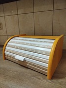 CHLEBAK RĘCZNIE MALOWANY DUŻY DREWNIANY POJEMNIK KWIATOWY WZÓR 