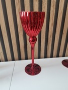 Ozdobny czerwony świecznik kielich Glamour Wysoki 35 cm Okazja 