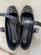 Baleriny z nitami skórzane 