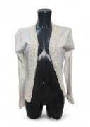 Biały kardigan z falbanami Miss You | Rozmiar M | Wiskoza