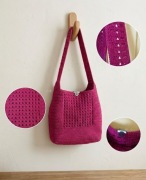 Duża, ażurowa torba na ramię crochet, ręcznie robiona