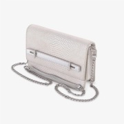 Capollini fioletowa perłowa torebka kopertówka skóra naturalna srebrna 