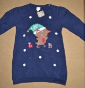 404* bluezoo Świąteczna sukieneczka Ptaszek 1,5/2lat_92 cm