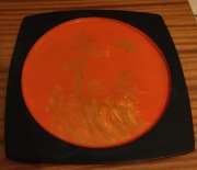 3 talerze ozdobne z laki