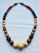 Drewniane duże korale naszyjnik vintage lata 60 - 80 XX w rękodzieło PRL