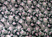 Tkanina czarna w kwiaty kupon 4m