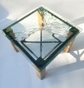 Unikatowy, designerski stolik z artystycznym szklanym blatem