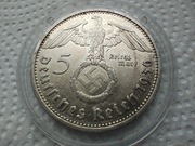 III Rzesza - 5 Marek 36r  HINDENBURG, Srebro