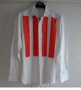 KOSZULA BIAŁA, PASY POMARAŃCZ, m/l