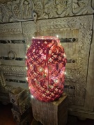 Lampion duży makrama fuksja