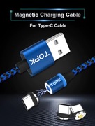 Kabel magnetyczny 3w1 USB-C/MicroUSB/Ligting Iphone TOPK 1m