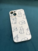 Etui obudowa na iPhone 14 - off-White słodkie króliczki jak z bajki =]
