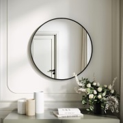 lustro ścienne 60 cm, czarna rama aluminiowa 