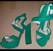 Zielone Buty na obcasie do letniej sukienki 38 sandalki
