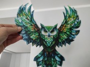 Nowy witraż witrażyk dekoracja okienna sowa w locie 