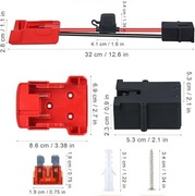 Przejściówka adapter do baterii Milwaukee M18, bezpiecznik 40A, wiązka