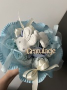 bukiet z pampersów prezent dziecko chrzest baby shower skarpetki narodziny