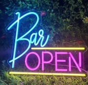 NEON BAR OPEN 38x30 cm lampka LED dekoracja party 
