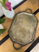 Taca tacka patera posrebrzana stara nie wazon donica mosiądz miedź antyk