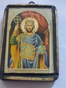 stara ikona prawosławna na drewnie – obraz drukowany – XX wiek – św.BORYS