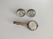 Spinki do mankietów moneta 1923 + spinka do krawata vintage unikat prezent