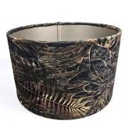 Glamour abażur cylinder ciemnozielony welur złote liście 15,5/25,5cm