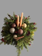 Stroik świąteczny na stół z żywych gałązek + świece | elegancki prezent