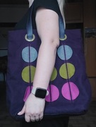 Boden torba shopperka wełniana skórzana fioletowa jak nowa na ramię śliwka