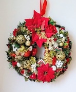 Wianek, stroik świąteczny,czerwony, poinsecja na drzwi, okno, ścianę 