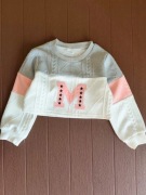 12. Krótka bluza różowo biało szara rozmiar 2-3 lata