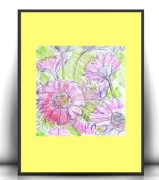 pastelowy obrazek 21x30, kwiatki rysunek a4, botaniczny plakat boho