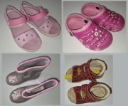 Buciki dziewczęce - 4 pary (crocsy i kalosze oraz sandałki)