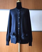 Kardigan damski rozpinany z wełny i aplikacją futrzaną roz. 40