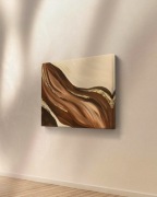 Brązowo beżowa i złota abstrakcja obraz na płótnie ręcznie malowany