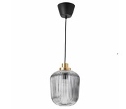 Lampa wisząca, mosiądz/szare szkło przezroczyste, 22 cm. SOLKLINT IKEA 