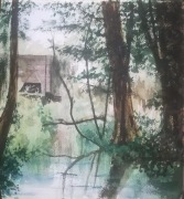 Sprzedam Akwarele Rzeka Las Natura Drzewa Młyn wodny Prezent