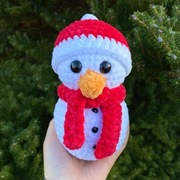 Bałwan, bałwanek na szydełku - maskotka, pluszak