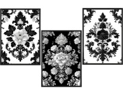 Plakaty biało czarne florystyczne wzory 3szt.- 40x50cm