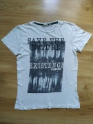 Biały T-shirt z nadrukiem z Krótkim Rękawem Męska KappAhl Rozmiar 170