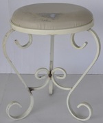 Pufa Metalowa Kuta z Okrągłym Siedziskiem Jasna Styl Prowansalski