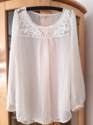 Peacocks beżowa bluzka tunika boho XL 42 haft w groszki luźna casual